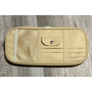 Beige Car Sun Visor Organizer Pouch‎ with Pockets and Mesh